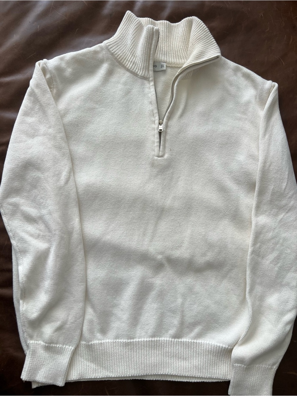 Mango Men's Off-White Half-Zip Sweater